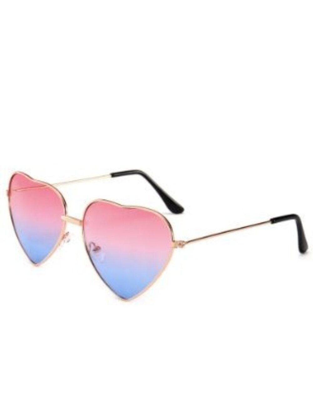 Heart-Shaped Pink to Blue Gradient Lenses Sunglasses With Gold Frame